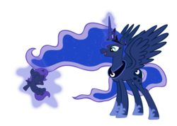 Size: 1200x853 | Tagged: safe, artist:creativenyx, princess luna, oc, oc:nyx, alicorn, pony, g4, alicorn oc, duo, simple background, ultimate luna