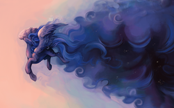 Size: 1920x1200 | Tagged: safe, artist:noel, edit, princess luna, alicorn, pony, g4, eyes closed, female, flying, long tail, mare, paint the sky with stars, solo, wallpaper, wallpaper edit