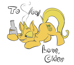 Size: 950x836 | Tagged: safe, artist:cider, pony, /co/, alcohol, drunk, katia managan, pineapple, ponified, prequel (webcomic), solo