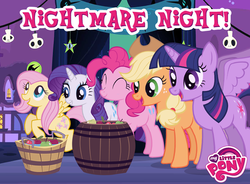 Size: 720x531 | Tagged: safe, applejack, fluttershy, pinkie pie, rarity, twilight sparkle, alicorn, pony, g4, official, female, mare, nightmare night, twilight sparkle (alicorn)