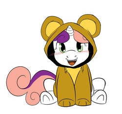 Size: 924x864 | Tagged: safe, artist:the-unicorn-lord, sweetie belle, g4, animal costume, clothes, cute, diasweetes, female, hoodie, solo