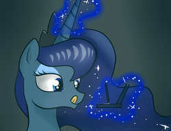 Size: 2156x1653 | Tagged: safe, artist:balloons504, princess luna, pony, gamer luna, g4, 3ds, bust, female, solo, tongue out