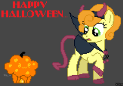 Size: 1298x910 | Tagged: safe, artist:criz camacho, carrot top, derpy hooves, golden harvest, earth pony, pegasus, pony, g4, female, mare, muffin, pixel art