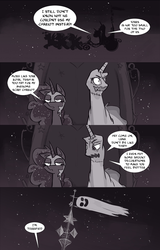 Size: 866x1354 | Tagged: safe, artist:herny, nightmare moon, princess celestia, princess luna, oc, oc:kevin the nightguard, bee, ghost, luna-afterdark, g4, bedsheet ghost, blinding flare, chariot, clothes, comic, costume, nightmare luna, nightmare night, royal guard, sarcasm, tumblr