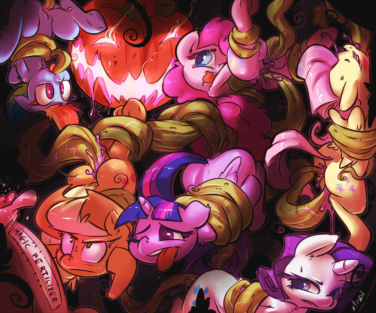461425 - explicit, artist:atryl, applejack, fluttershy, pinkie pie, rainbow  dash, rarity, twilight sparkle, alicorn, earth pony, pegasus, pony,  unicorn, g4, anal, anus, bondage, colored eyelashes, cum, double  penetration, female, fertilizer, mane six,