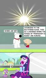 Size: 568x960 | Tagged: safe, spike, twilight sparkle, dog, equestria girls, g4, brian griffin, crossover, family guy, male, spike the dog, stewie griffin