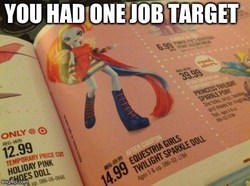 Size: 480x358 | Tagged: safe, rainbow dash, twilight sparkle, equestria girls, g4, epic fail, error, fail, female, irl, meta, naming error, photo, pinkie pie's boutique, ponied up, target (store), toy, you had one job