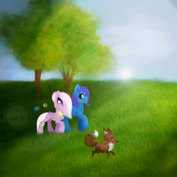 Size: 900x900 | Tagged: safe, artist:kirajoleen, oc, oc only, earth pony, fox, pegasus, pony