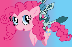 Size: 1024x679 | Tagged: safe, artist:princessofdestiny114, pinkie pie, glaceon, g4, crossover, pokémon