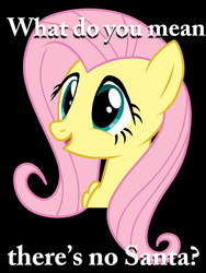 Size: 750x1000 | Tagged: safe, fluttershy, g4, female, image macro, meme, painfully innocent fluttershy, santa claus, santa hooves, solo, this will end in tears