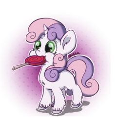 Size: 444x470 | Tagged: dead source, safe, artist:jigglybelle, sweetie belle, pony, unicorn, g4, cute, diasweetes, female, filly, foal, hooves, lollipop, mouth hold, nom, solo, unshorn fetlocks