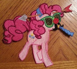 Size: 947x848 | Tagged: safe, artist:ethepony, pinkie pie, earth pony, pony, g4, craft, embroidery, groucho mask, irl, patch, photo