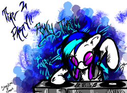 Size: 1280x937 | Tagged: safe, artist:silver1kunai, dj pon-3, vinyl scratch, g4, female, solo