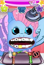 Size: 250x375 | Tagged: safe, oc, oc:angel, g3, bootleg, faic, game, my little pony dentist, nightmare fuel, rotten teeth, teeth, wat