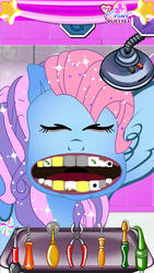 Size: 640x1136 | Tagged: safe, oc, oc:angel, g3, bootleg, faic, game, my little pony dentist, nightmare fuel, wat, wtf