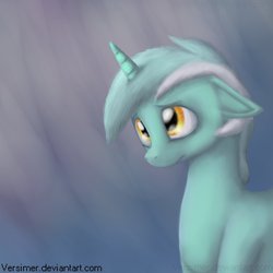 Size: 894x894 | Tagged: safe, artist:versimer, lyra heartstrings, pony, unicorn, g4, female, floppy ears, sad, solo