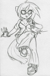 Size: 724x1104 | Tagged: safe, artist:baikobits, dj pon-3, vinyl scratch, anthro, g4, female, monochrome, sketch, solo, traditional art