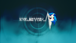 Size: 1920x1080 | Tagged: safe, artist:mithandir730, dj pon-3, vinyl scratch, pony, unicorn, g4, female, horn, mare, smiling, solo, teeth, text, vector, wallpaper