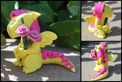 Size: 700x470 | Tagged: safe, artist:howmanydragons, fluttershy, dragon, g4, sculpture, species swap