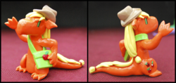 Size: 800x376 | Tagged: safe, artist:howmanydragons, applejack, dragon, g4, sculpture, species swap