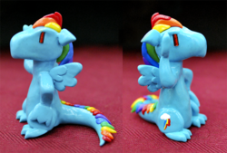 Size: 570x386 | Tagged: safe, artist:howmanydragons, rainbow dash, dragon, g4, sculpture, species swap