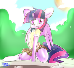 Size: 829x761 | Tagged: safe, artist:tesuai, twilight sparkle, anthro, g4, clothes, female, miniskirt, schoolgirl, skirt, socks, solo, twilight sparkle (alicorn)