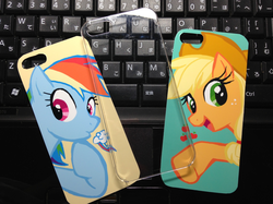 Size: 819x614 | Tagged: safe, artist:zira22_don, applejack, rainbow dash, g4, iphone case, pixiv