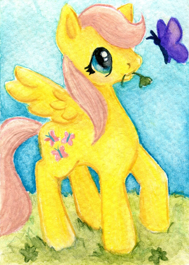 Safe Artist Rayechu Fluttershy Butterfly Female Filly Solo Traditional Art