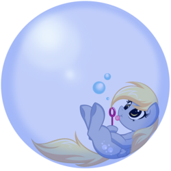 Size: 2400x2400 | Tagged: safe, artist:bamboodog, derpy hooves, pegasus, pony, g4, blowing bubbles, bubble, bubble blower, bubble wand, female, in bubble, mare, solo, tongue out
