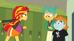 Size: 1021x573 | Tagged: safe, edit, edited screencap, screencap, snails, snips, sunset shimmer, human, equestria girls, g4, my little pony equestria girls, mood swing, preggo shimmer, pregnant, pregnant edit, pregnant equestria girls, sunset preggers, teen pregnancy