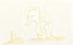 Size: 960x600 | Tagged: safe, artist:dennyhooves, fluttershy, g4, crying, female, grave, solo