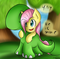 Size: 1500x1459 | Tagged: safe, artist:freefraq, fluttershy, dinosaur, g4, cute, filly, shyabetes