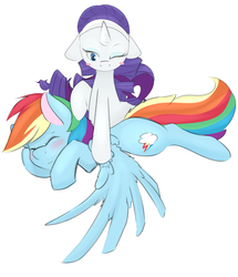 Size: 1207x1402 | Tagged: dead source, safe, artist:kryptchild, rainbow dash, rarity, g4, female, lesbian, massage, ship:raridash, shipping, wing massage