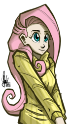 Size: 500x881 | Tagged: safe, artist:theartrix, fluttershy, human, g4, clothes, female, humanized, light skin, simple background, solo, sweater, sweatershy, transparent background