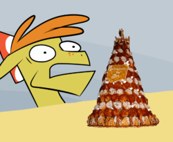 Size: 550x451 | Tagged: safe, carrot cake, g4, croquembouche, exploitable meme, male, meme, solo, spilled milk