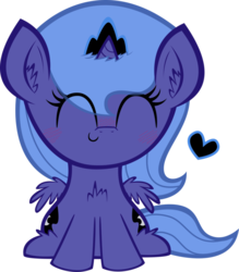Size: 837x955 | Tagged: safe, artist:tellabart, princess luna, g4, blushing, chest fluff, cute, eyes closed, female, filly, happy, heart, simple background, sitting, smiling, solo, transparent background, vector, woona