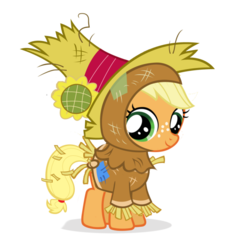 Size: 600x654 | Tagged: safe, artist:realasky, applejack, g4, clothes, costume, female, filly, nightmare night, scarecrow, simple background, solo, transparent background