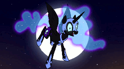 Size: 512x288 | Tagged: safe, artist:fimflamfilosophy, nightmare moon, mentally advanced series, g4, animated, budget impasse (animation), female, flying, lunatic, meteor, moon, shooting star, solo, youtube