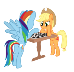 Size: 900x882 | Tagged: safe, applejack, rainbow dash, pony, g4, bipedal, butt, chess, plot, simple background, transparent background, vector