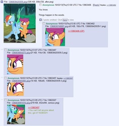 Size: 758x802 | Tagged: safe, edit, edited screencap, screencap, rainbow dash, rarity, scootaloo, pegasus, pony, g4, sleepless in ponyville, /mlp/, 4chan, 4chan screencap, female, filly, implied foalcon, lesbian, mare, ship:scootadash, shipping