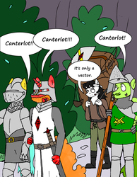 Size: 2536x3272 | Tagged: safe, artist:americananomaly, king sombra, oc, pegasus, unicorn, anthro, g4, armor, ask, beard, broken horn, burning iron, canterlot, fantasy class, helmet, horn, knight, knights, medieval, monty python, monty python and the holy grail, origins, poleaxe, sword, tumblr, warrior, younger