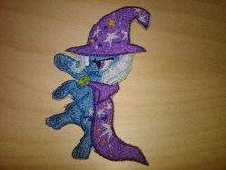 Size: 1024x768 | Tagged: safe, artist:ethepony, trixie, pony, g4, cape, clothes, embroidery, hat, patch, trixie's cape, trixie's hat