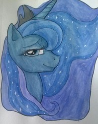 Size: 730x926 | Tagged: safe, artist:ecchichibi, princess luna, pony, g4, female, solo, traditional art, watercolor painting