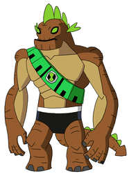 Size: 832x1120 | Tagged: safe, artist:megaartist923, alien, ben 10, ben 10 omniverse, dragonified, humungousaur, solo