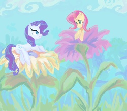 Size: 3720x3265 | Tagged: safe, artist:my-magic-dream, fluttershy, rarity, g4, duo, flower, micro