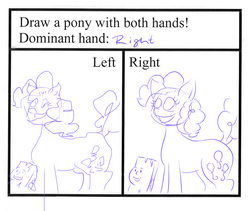 Size: 1280x1078 | Tagged: safe, artist:plankboy, pinkie pie, g4, draw with both hands, monochrome, non-dominant hand drawing