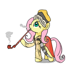 Size: 512x512 | Tagged: safe, fluttershy, g4, crossdressing, pipe, smoking, solo