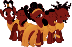 Size: 6500x4232 | Tagged: dead source, safe, artist:theshadowstone, earth pony, pony, absurd resolution, african, black mane, brown coat, clothes, curly hair, curly mane, disney, greek mythology, hercules, muse, muses, ponified, sassy, simple background, smiling, smug, smug smile, toga, transparent background, yellow dress