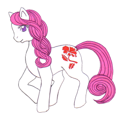 Size: 562x560 | Tagged: safe, artist:shadowgirlfan, august poppy, g1, birthflower ponies, colored pupils, female, raised hoof, simple background, smiling, solo, transparent background, watermark