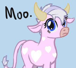 Size: 700x628 | Tagged: safe, artist:arrkhal, oc, oc only, oc:heartcall, cow, cattle, floppy ears, frown, heartcow, horns, looking at you, moo, not diamond tiara, solo, species swap